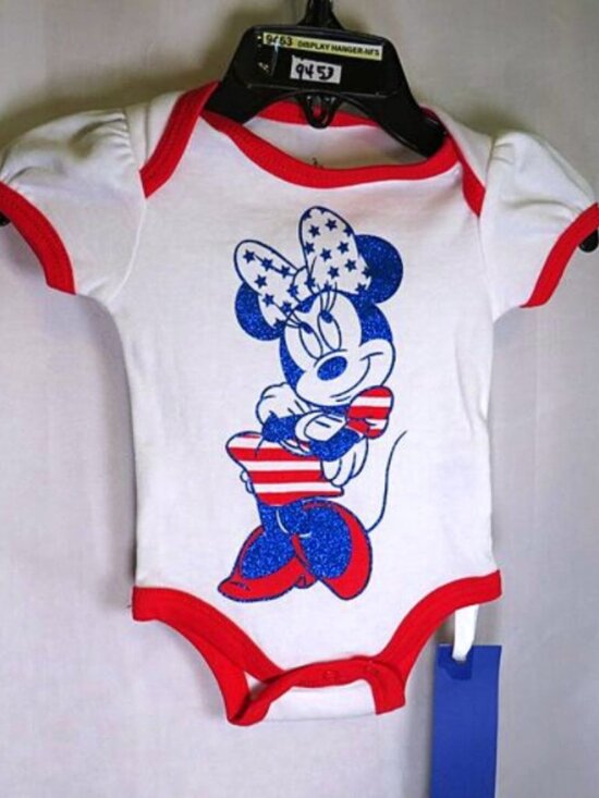 Disney Other - Baby Disney Minnie Mouse NB bodysuit SPARKLY decal Glittered Patriotic